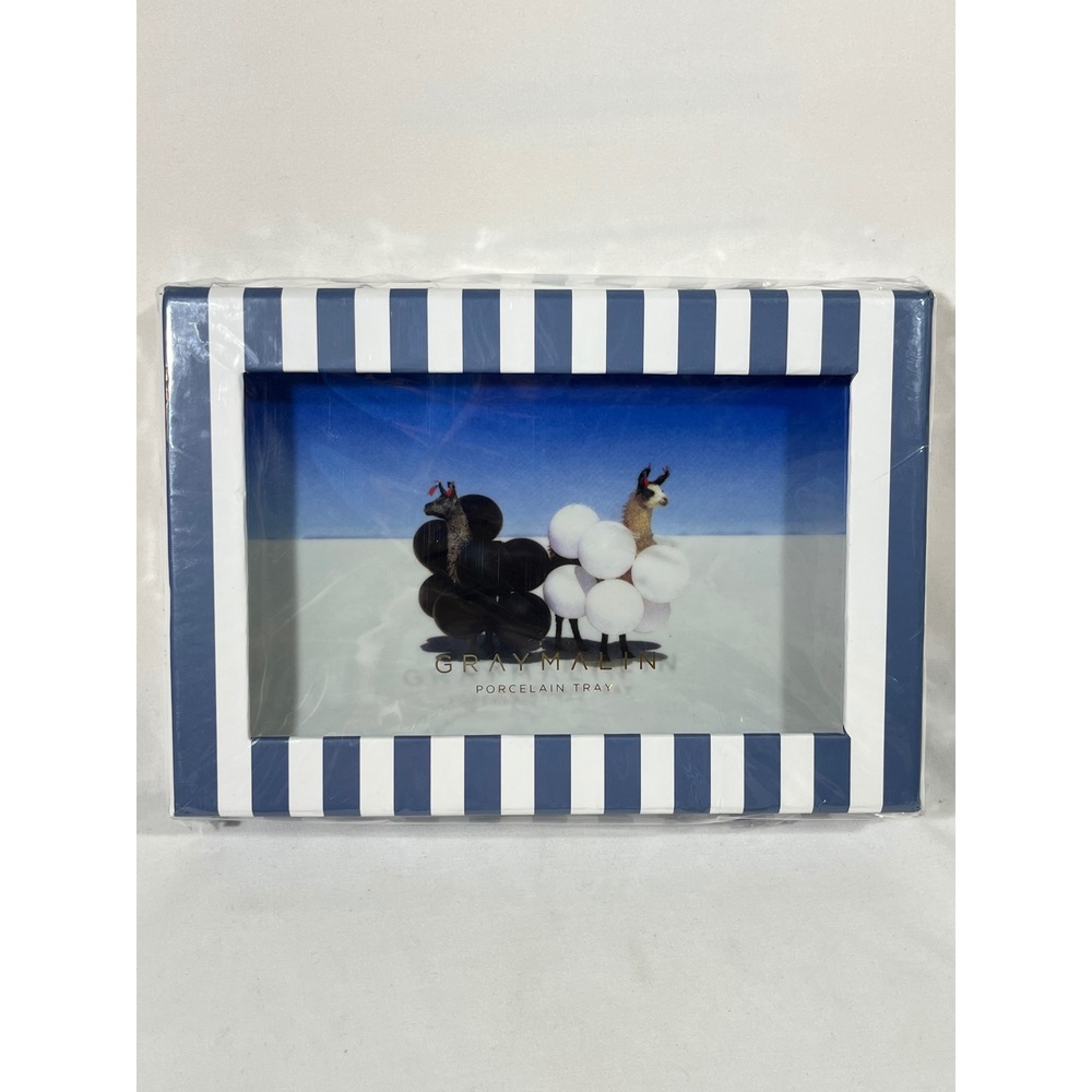 Galison Gray Malin Porcelain Tray Decorative‎ Llama Art Blue Stripe Gift Boxed